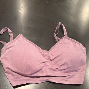 Motherhood Maternity Ribbed Mauve Nursing Bralette